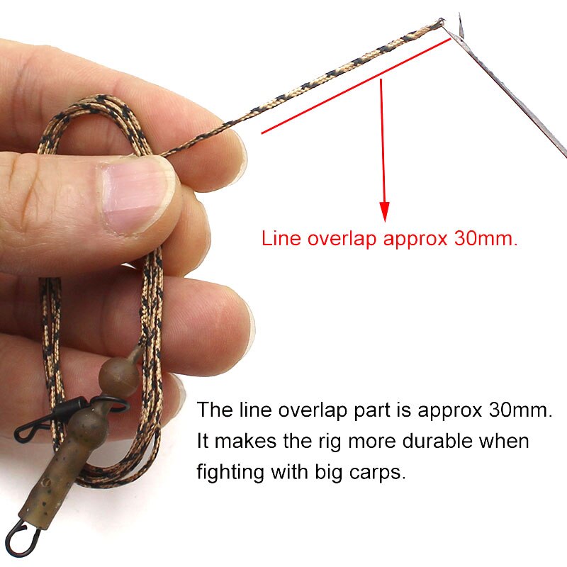 2PCS Carp Fishing Line Ready Tied Carp Hair Rigs Ready Made Carp Fishing Hook Line Hooklink Carp Leader Leadcore Line