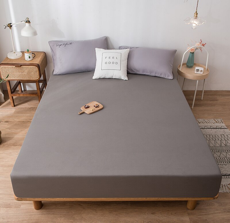 Soft Fit Waterproof Bed Sheet Mattress Cover With Elastic Band Sheets At 4 Sides（Without Pillowcase）: shen shi hui / 150x200x25cm