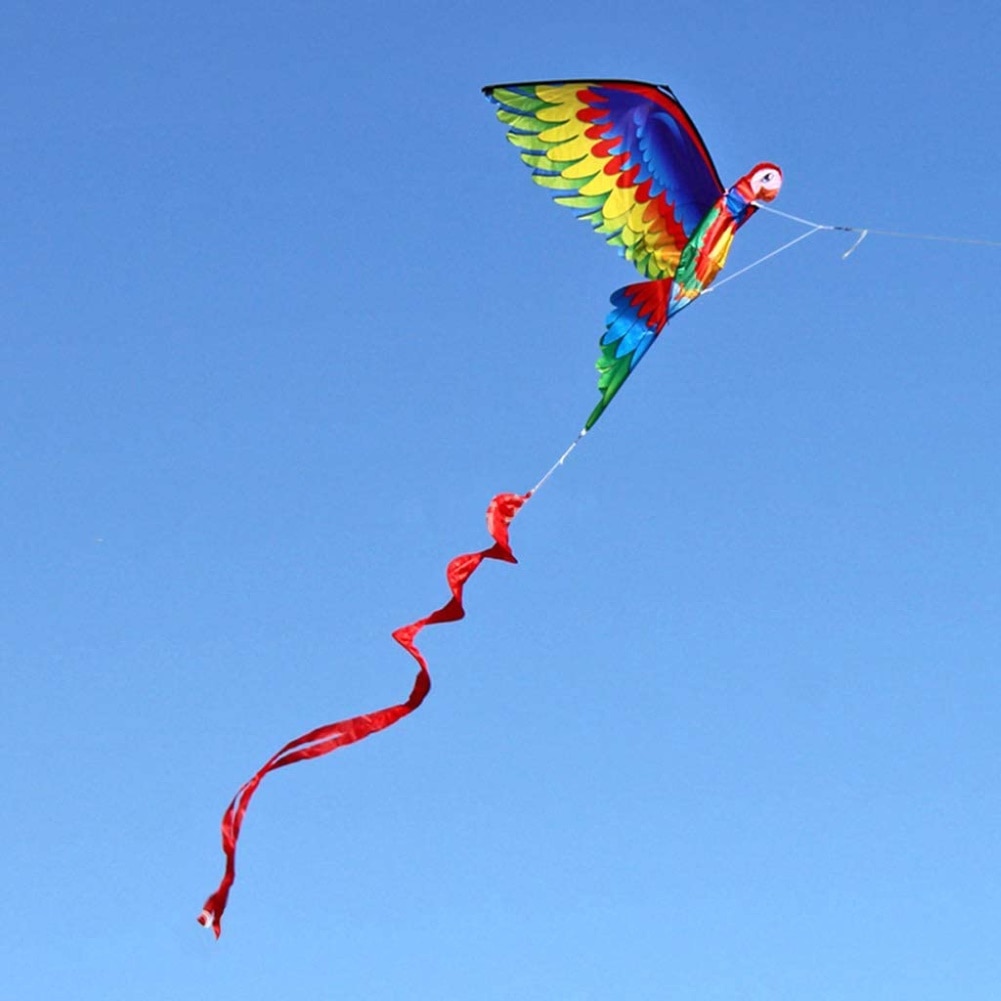 Kids Realistische Grote 3D Parrot Kite Kinderen Vliegende Spel Outdoor Sport Spelen Speelgoed Tuin Doek Leuk Speelgoed Met 100M Lijn