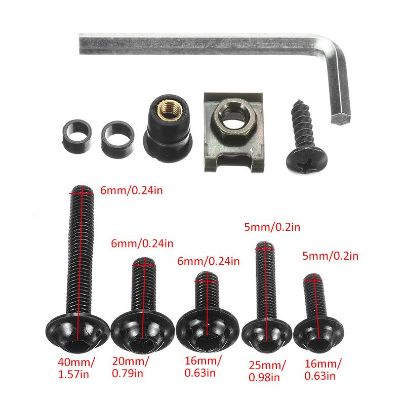 107Stck Universal- Motorrad Verkleidung Körper Schrauben Bausatz Verschluss Clips Schraube Muttern Für Kawasaki für Suzuki für Yamaha ect