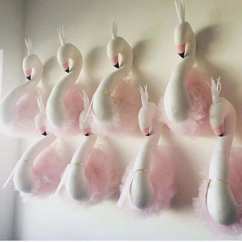 Bébé fille chambre décoration animaux têtes cygne tenture murale décor pour enfants chambre pépinière chambre décoration hôtel décor Photo accessoires