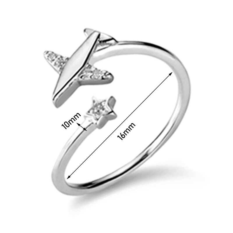 Joyería Linda para avión, anillo de la serie Fly, estrella de cristal, circonita cúbica, anillo de dedo para avión, joyería de viaje, único