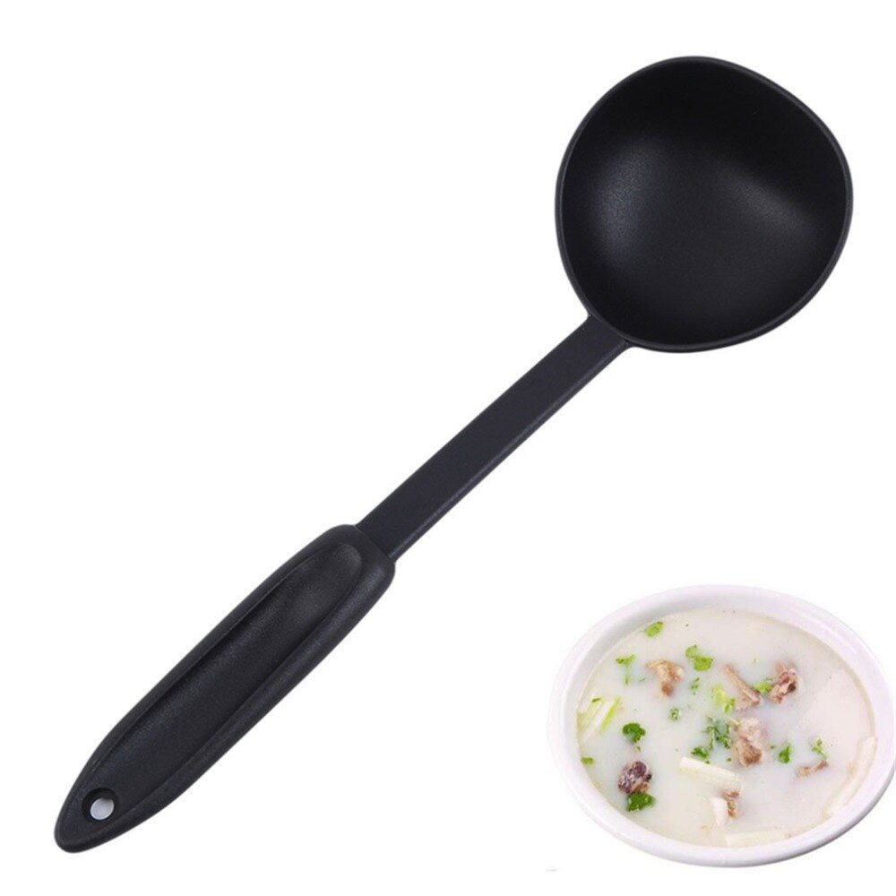 Cuisine soupe cuillère ustensiles de cuisine Nylon louche cuillère couleur noire cuisine cuisson louche pour servir soupe ustensile outils accessoires