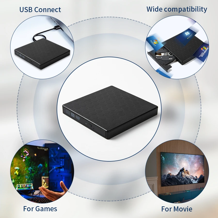 USB3.0 & Type C Slim CD Writer Burner Reader Player Optical Drive External DVD RW CD Drive For Laptop PC DVD Burner DVD Portatil