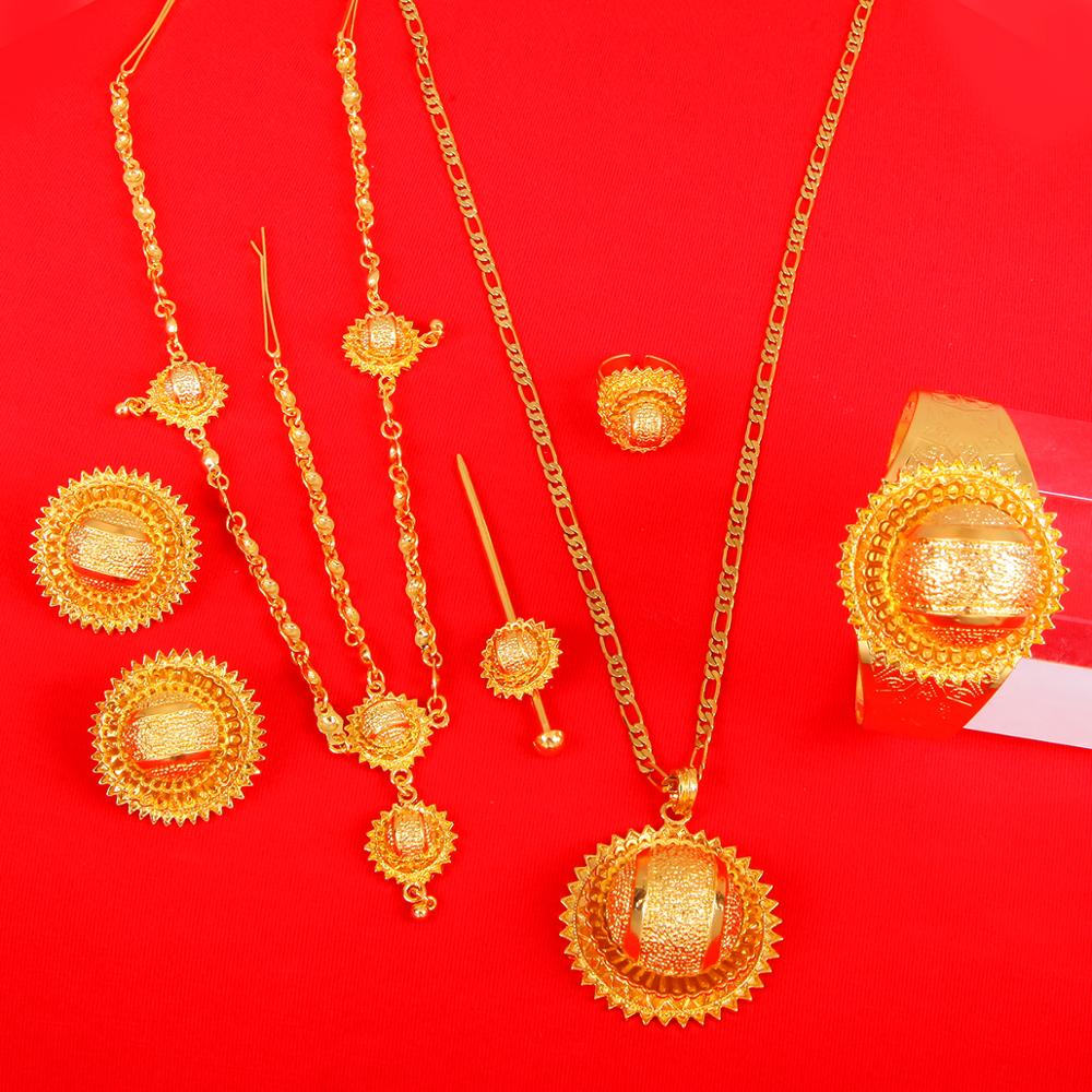 Äthiopischen Gold Farbe Schmuck setzt Frauen Habesha Stil modisch Afrikanische Braut Hochzeit Jewlry