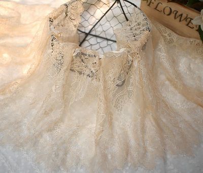 Breite 35CM länge 3 Meter exquisit wimpern spitze DIY kleidung zubehör hohl schleier hochzeit kleid stoff: Aprikose