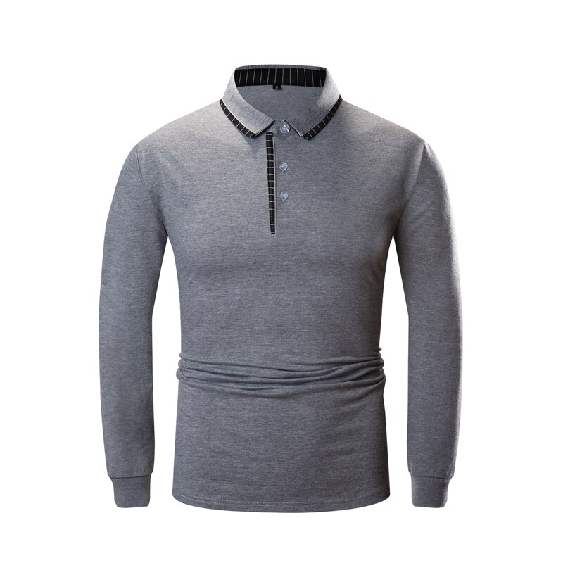 Autumn 100% Cotton Warm Long Sleeve Solid Color Basic Polo Shirt Men Smart Casual Business Brand Polo Shirt Tops,1003: S