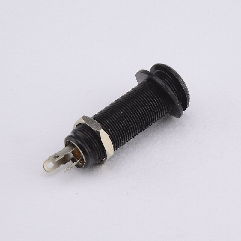 【Made in Korea】 1 pieza GuitarFamily estéreo Jack de salida largo roscado para bajo de guitarra eléctrica (#0397): Black 1 Piece