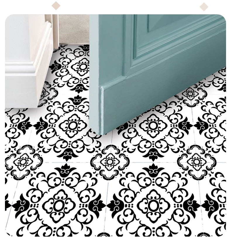 Boheemityylinen pvc keraamiset laattatarrat vedenpitävät kylpyhuoneen lattiatarrat itseliimautuvat lattialaatat liukumaton lattiatarra