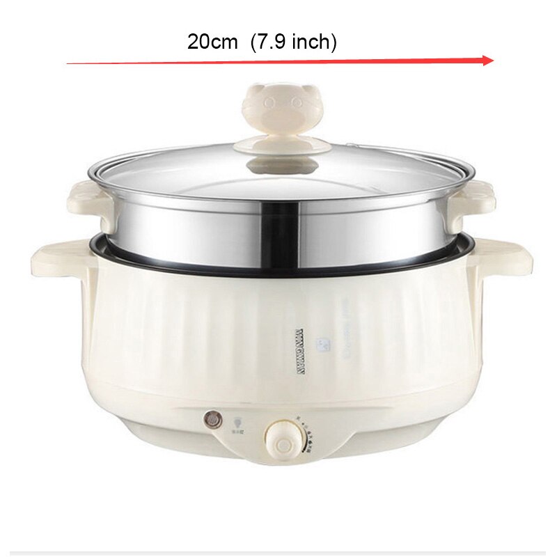 Multifunktionell elektrisk spis 220v värmepanna elektrisk kokkärl maskin hotpot nudlar ägg soppa ångkokare mini riskokare: 2 lager ångbåt -20cm