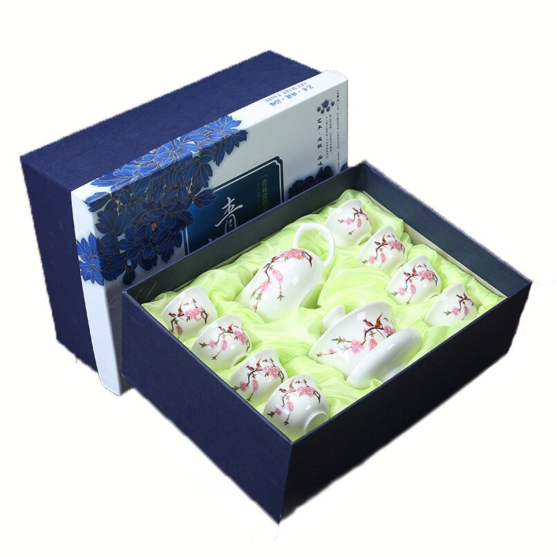 Conjunto de chá chinês azul e branco porcelana kung fu chá conjunto tureen cerâmica tigela chá saúde bule chá copos mestre frete grátis