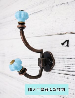 Ganchos de pared de cerámica de calabaza, ganchos decorativos, ganchos de pared, ganchos de abrigo Retro antiguos, ganchos de perchero, muebles de Metal: Blue