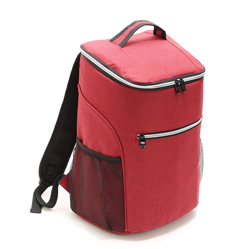 Frais refroidisseur sac à dos sac à déjeuner sac de glace thermique grande capacité voyage épaissir nourriture stockage Oxford tissu extérieur étanche: Rouge