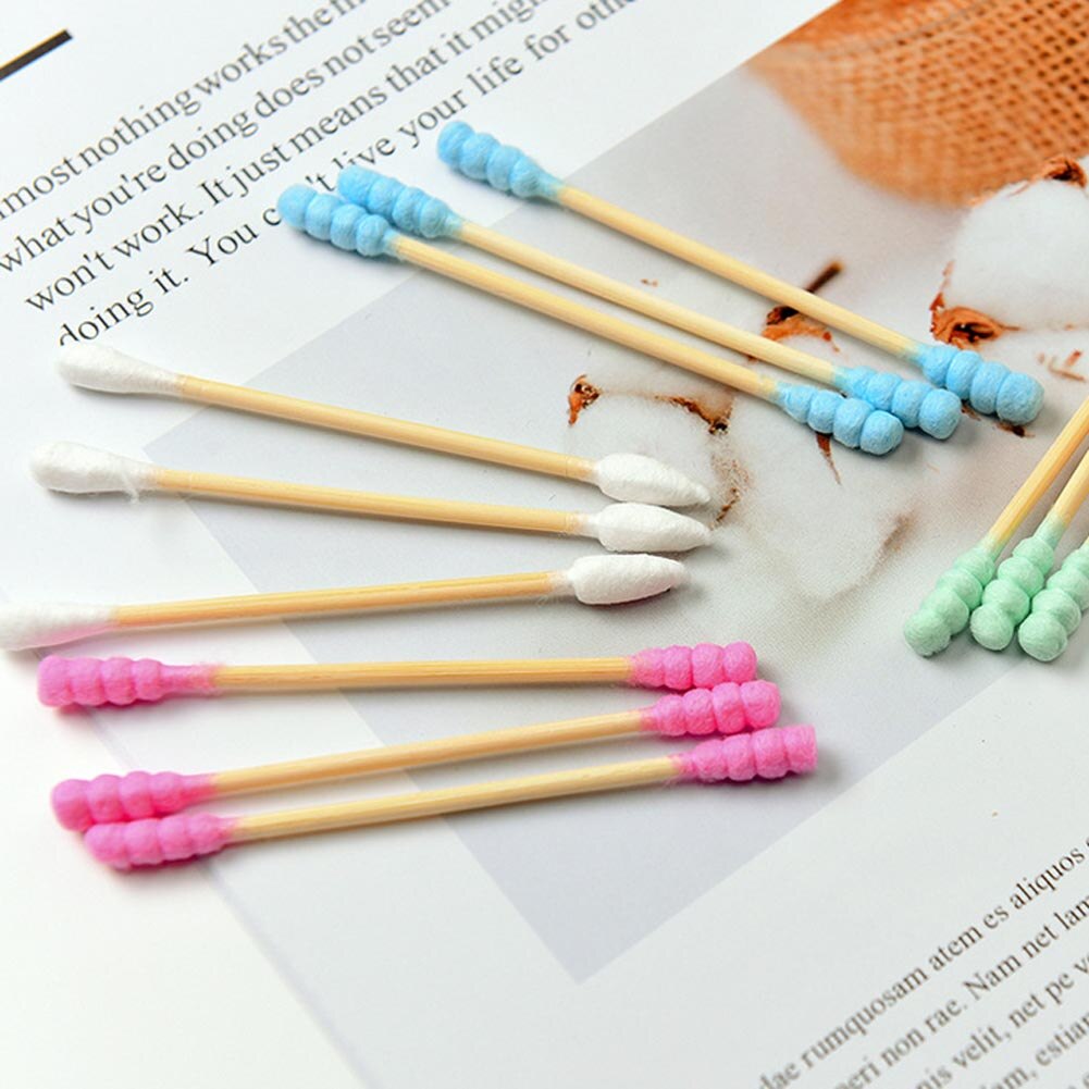 100PCS Cotton Swabs Swab Applicator Q-tips Double Tip Wooden Sticks Ear CleanTool Discharge Makeup Available Cleaning Buds Swab
