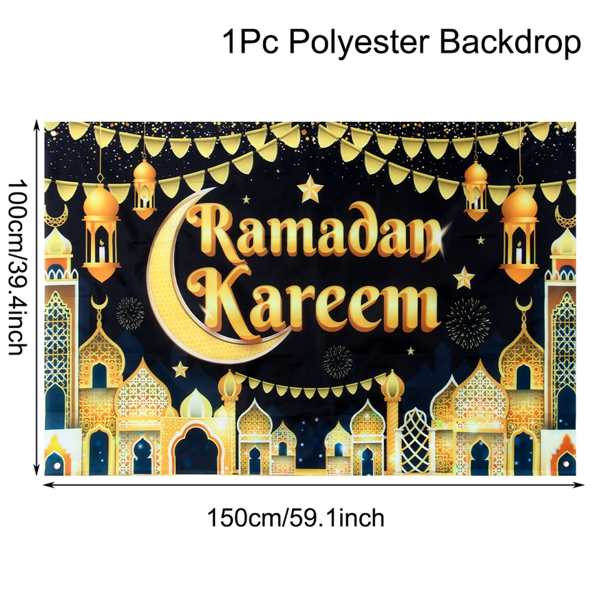 Fondo de Eid Mubarak, decoraciones para el hogar, decoración musulmana islámica, Ramadán, Kareem, Eid Al Adha, Ramada: Azul