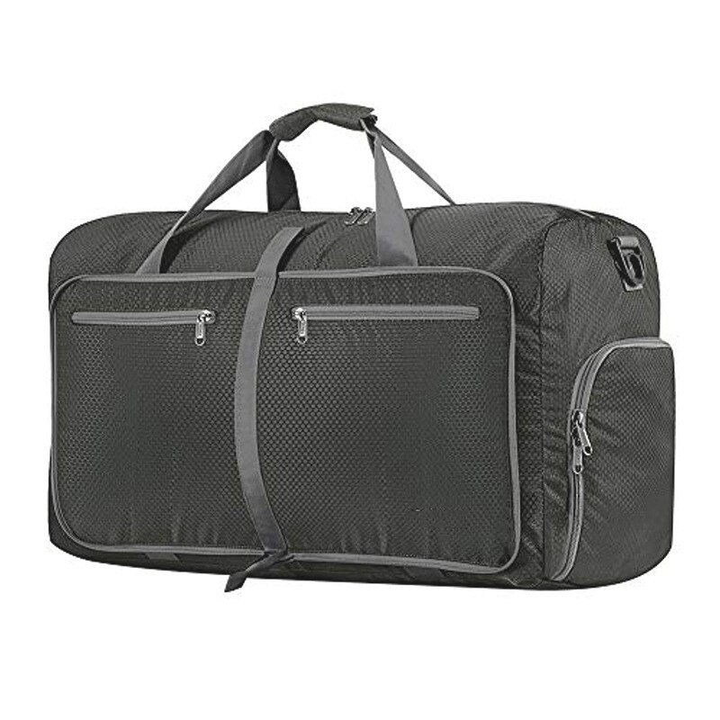 MARKROYAL Travel Duffle Bag 80L Foldable Weekender Bag For Women&Men Waterproof Shoe Pocket Shoulder Messenger Bag: Dark gray