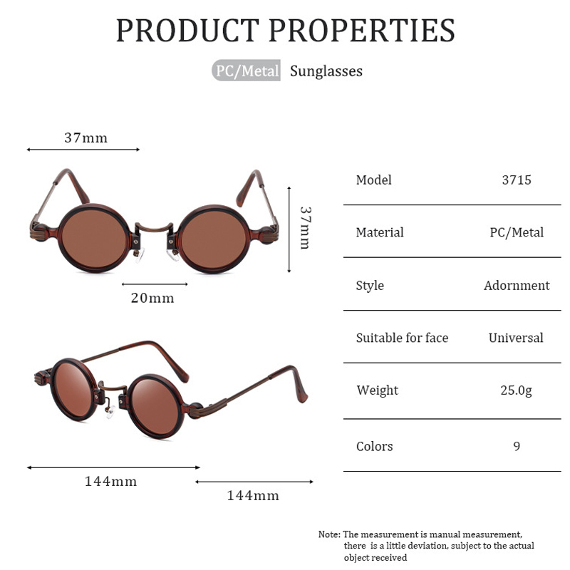Vintage Small Round Steampunk Sunglasses Men Luxury Brand Punk Sun Glasses For Male Eyewear Shades Lentes De Sol