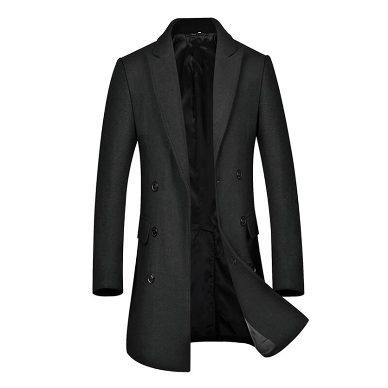 Manteau de laine d'hiver hommes Double boutonnage pardessus Style britannique Trench manteau hommes caban laine mélanges veste sans écharpe
