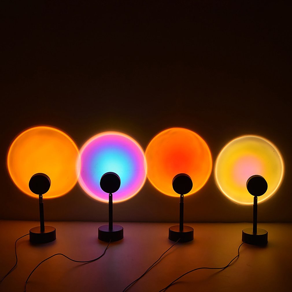 Pôr do sol projeção luzes da noite fundo de transmissão ao vivo como galáxia projetor atmosfera rainbow lâmpada quarto decoração