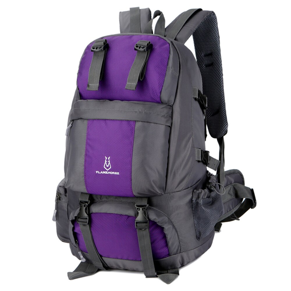 50L Hiking Rucksack Climbing Backpack Rucksack Men Outdoor Sport Bag Travel Daypack Waterproof for Camping Trekking Fishing Bags: Purple