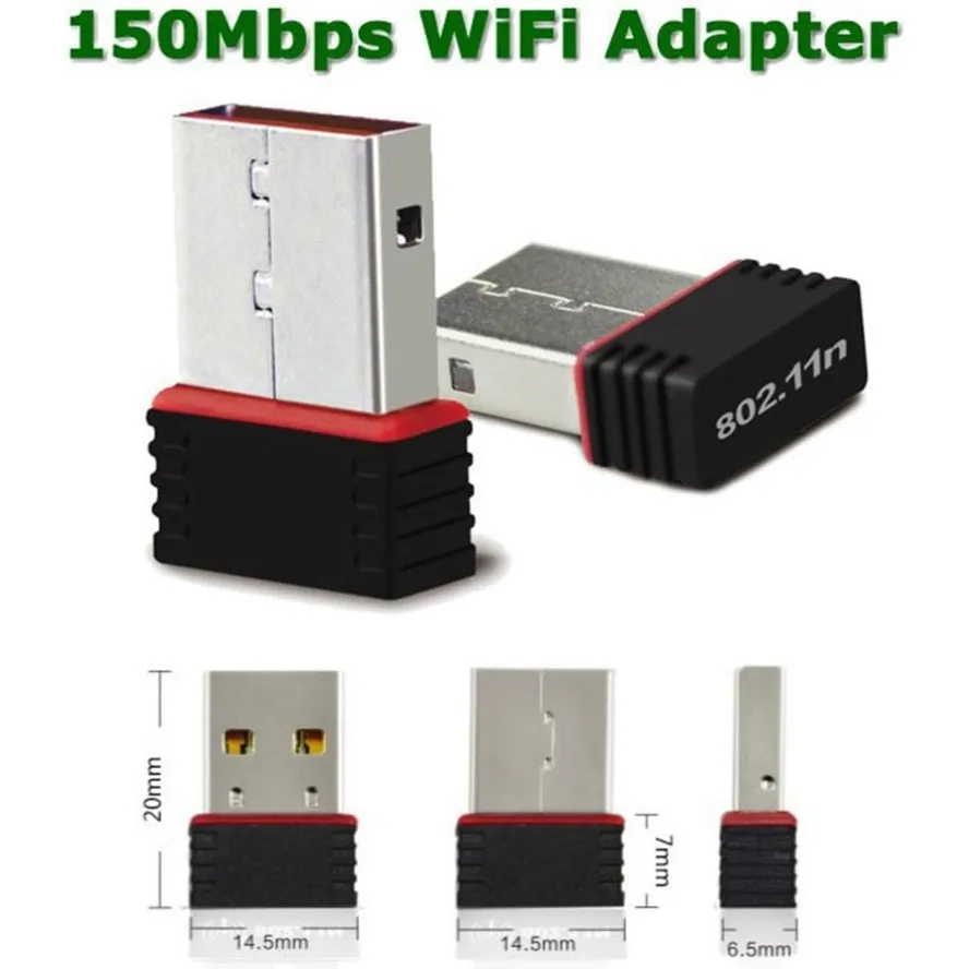 RTL8188 150 Mbit/s Mini-USB-WLAN-Adapter für Raspberry Pi, kabelloser Netzwerkkarten-Adapter, WLAN-Dongle für Desktop-Laptop, PC, Windows