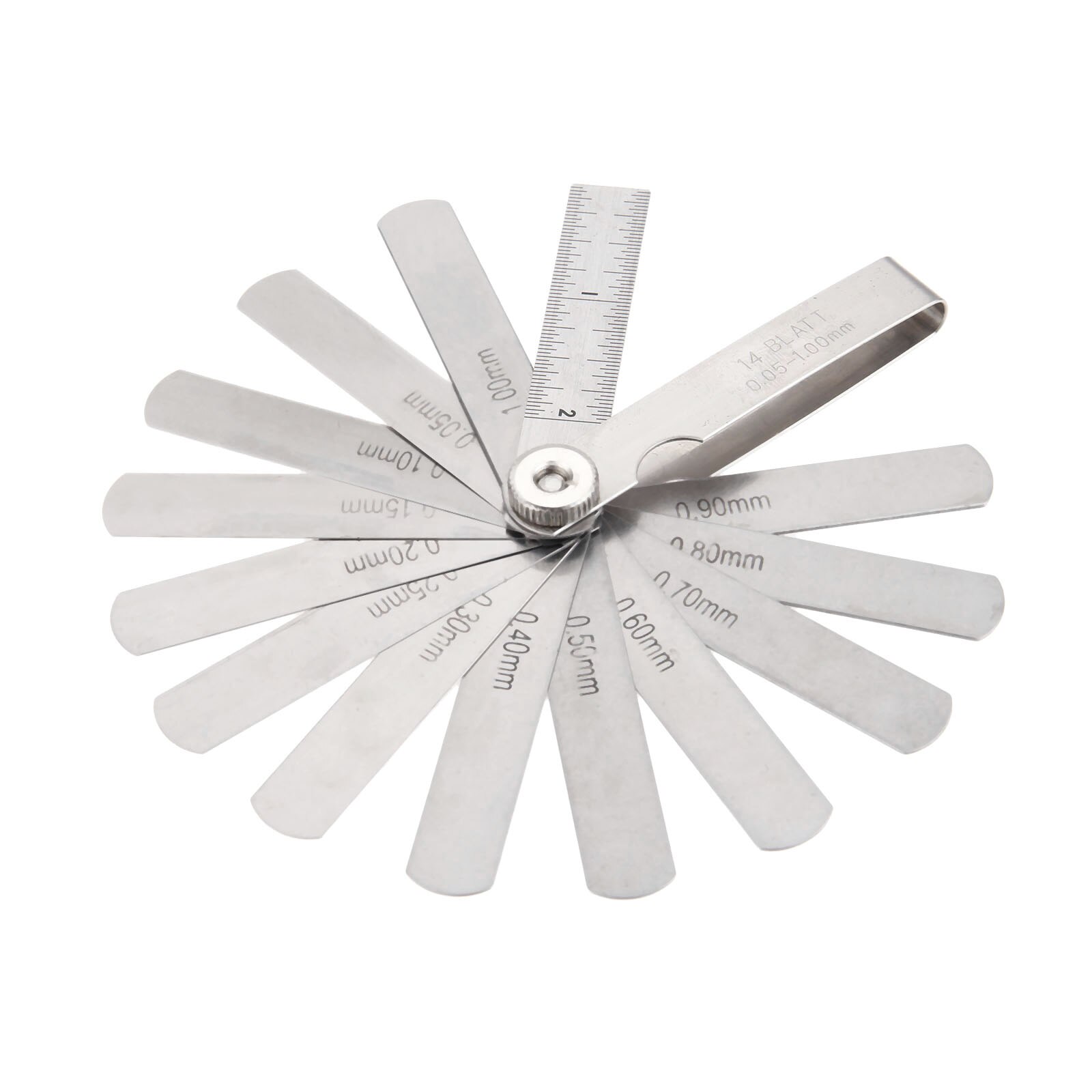 Dreld 1Pc 14 Blade 0.05-1Mm Dikte Voelermaat Gage Roestvrij Staal Meten Gereedschap Metric Gap Filler gage Voor Meting