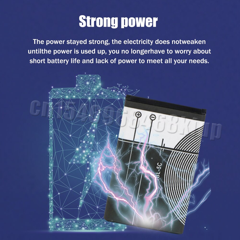 BL-5C BL5C BL 5C 3.7V 1200mAh Replacement Lithium Battery For Nokia 1100 1110 1112 1200 1208 1600 2300 2600 2610 3100 3110 5130