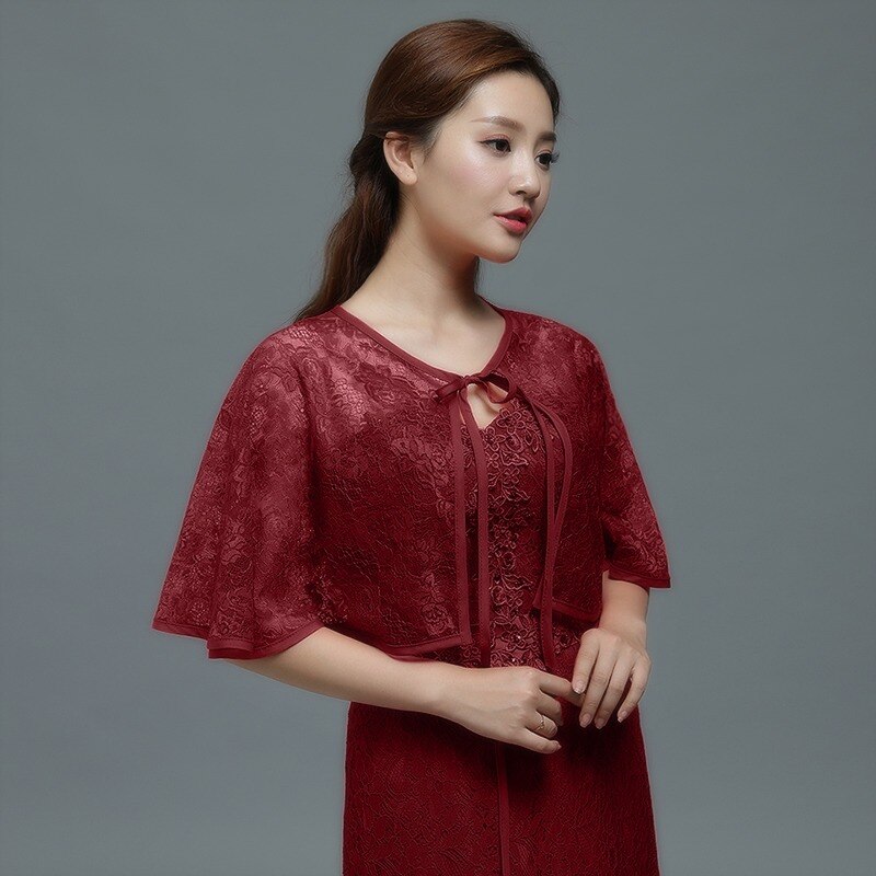Boléro dentelle blanche Femme Cape rouge pour robe de soirée boléro nuptiale Mariage 8 couleurs haussement d'épaules pour femmes châles accessoires de Mariage: Burgundy