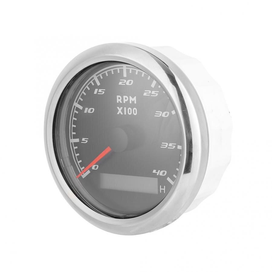 3.3in Boat Tachometer Marine Tacho Meter Gauge LCD Hourmeter 12V/24V Metal Tachometer