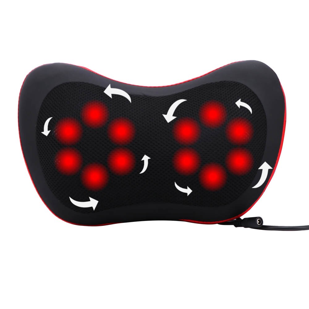 Shiatsu Massage Pillow Neck Headrest Massage Cushion Cervical Massager Lumbar Back Roller Vibrating Heat Electric Massage Device: AU / 12-head with remote