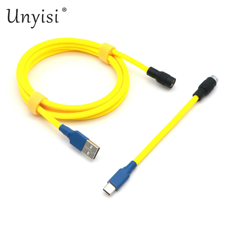 Cable Paracord y PET de doble manga USB-A a USB-C tipo C para teclado mecánico con aviador YC8.: Rojo