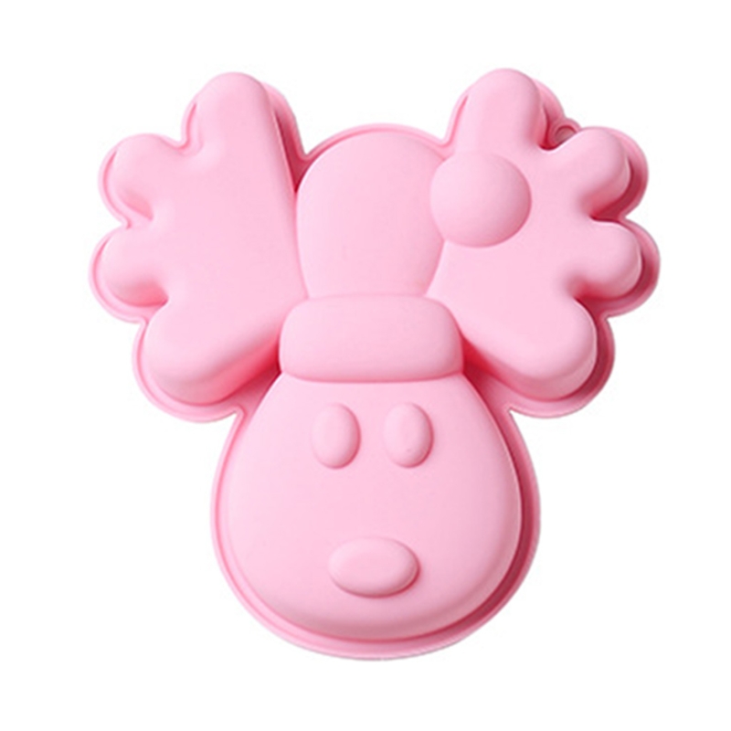 Stampo per pasta tagliabiscotti Silicone ecologico per uso alimentare forma di renna al cioccolato utensili da forno stampo per torta fondente: Colore rosa