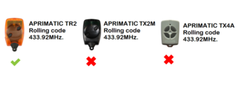 Replace Aprimatic TR2 TR4 TM4 remote control Aprimatic Garage door 433mhz remote control