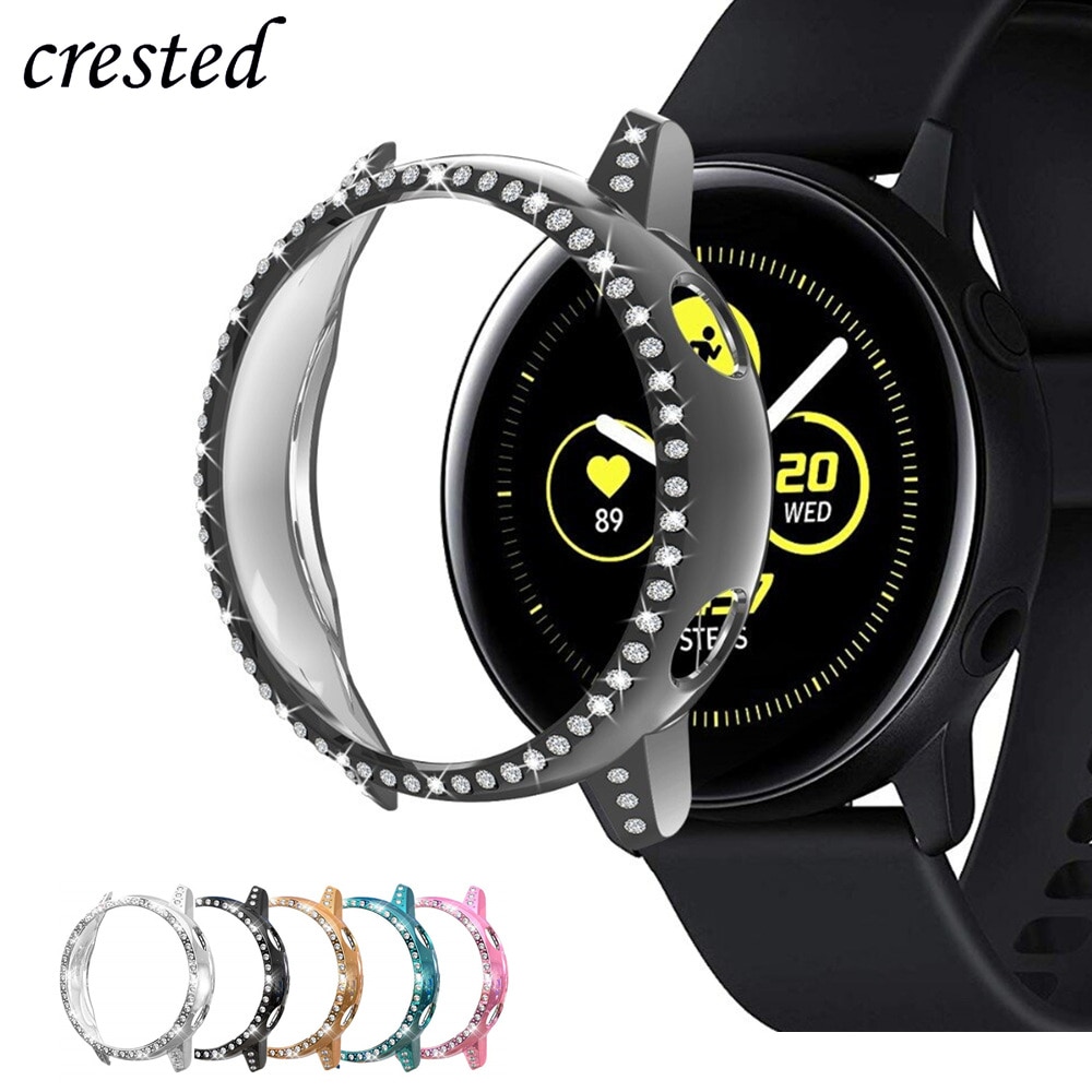 Bling Case voor Samsung galaxy watch Actieve cover Diamond TUP screen protector bumper Anti-val Aardbeving-proof Accessoires