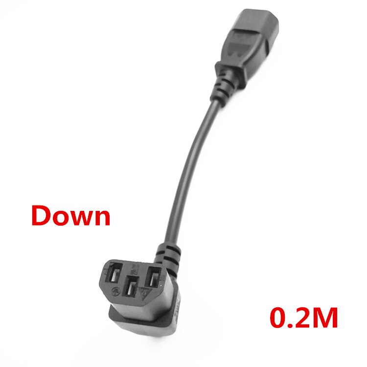 IEC 320 C14 Männlichen zu C13 Weibliche PDU/UPS Verlängerung Energie Kabel Stecker hoch/Unten 90 grad Rechts winkel: Nieder