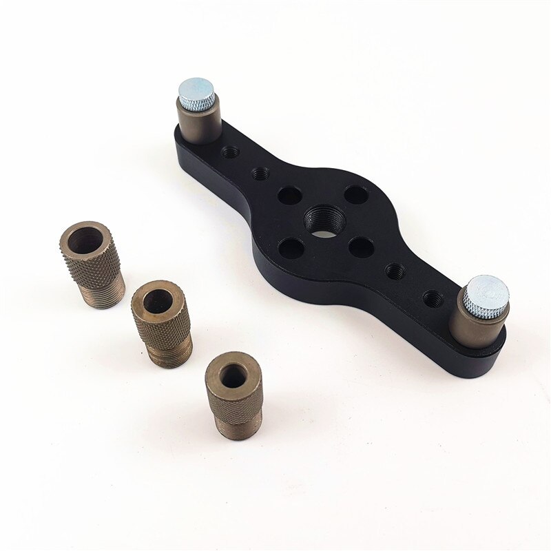 Vertikal lomme hull jig 6/8/10mm trebearbeiding dowelling selvsentrerende drill guide kit tre boring locator hull puncher: Svart sett