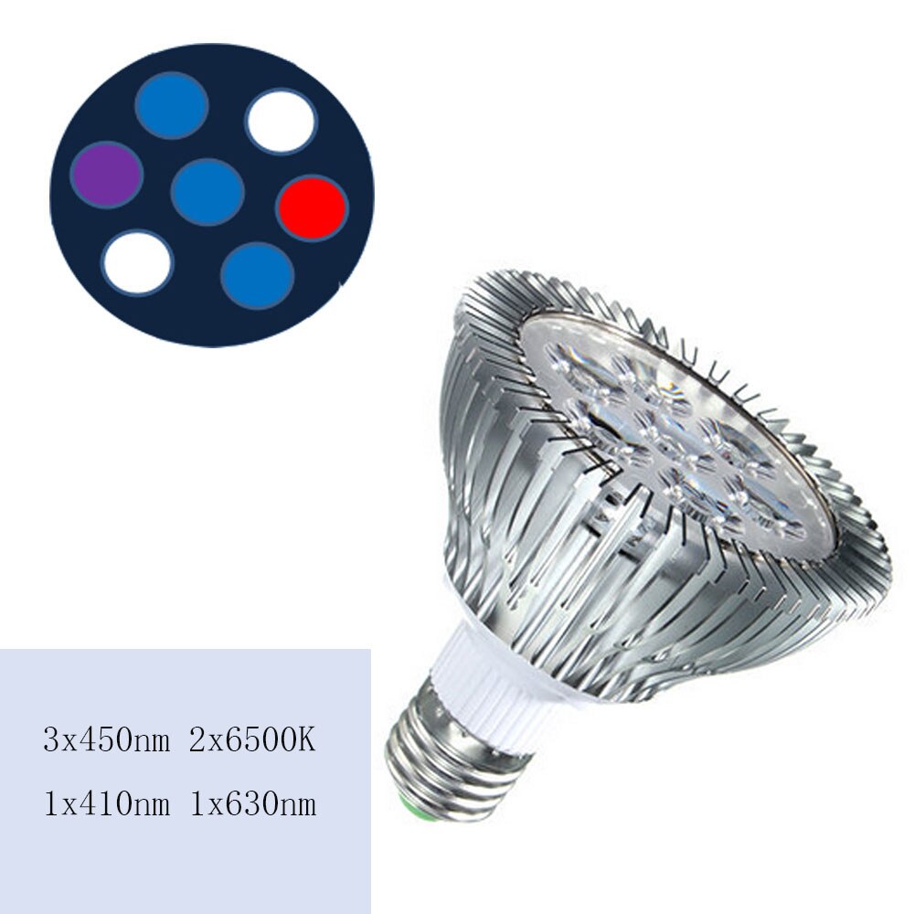 Luz de acuario LED Par30 de espectro completo, 21W, Arrecife de Coral usado, luz de acuario LED E27, luces de cultivo de plantas para tanques de arrecife de agua salada: 7B