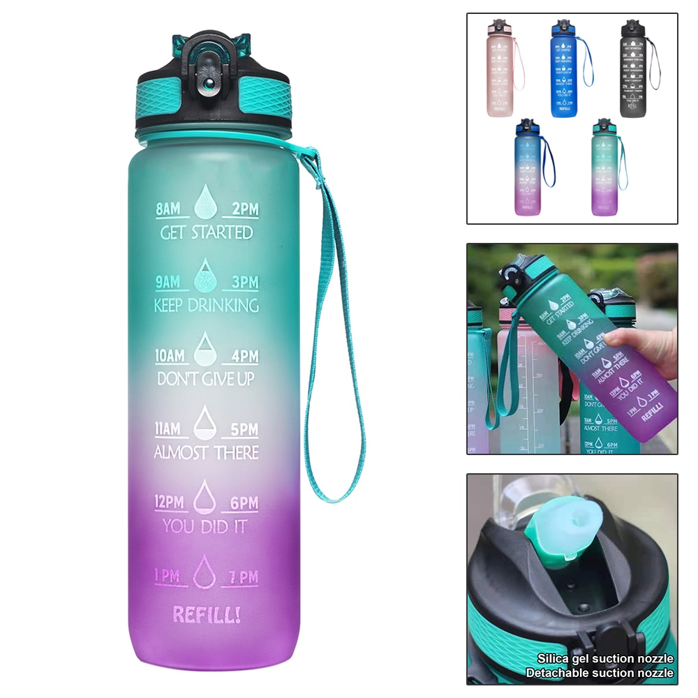 32 Oz Leakproof Drinking Water Bottle Carry Strap Straw Leak Proof Sport Water Jug for Hiking Fitness Outdoor Camping