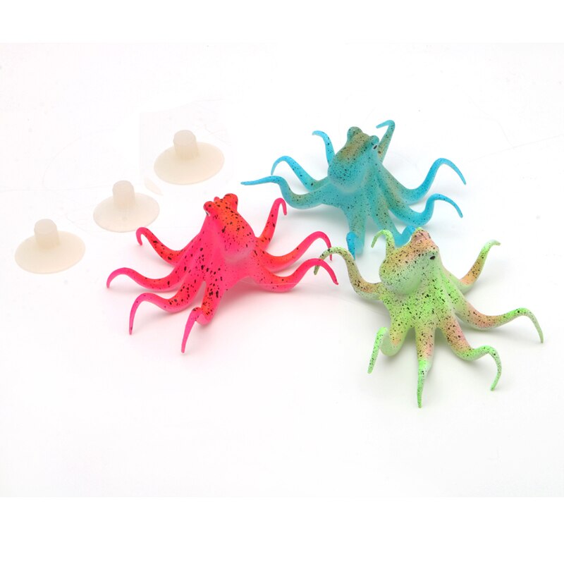 Pulpo Artificial fluorescente acuario con ventosa decoración de pecera