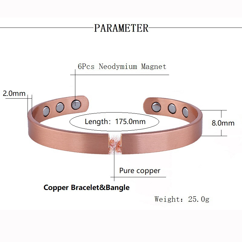 Enkelt smyckeset i ren koppar armband ringar manschett magnetiska armband för kvinnor män artrit hälsa massiva kopparsmycken