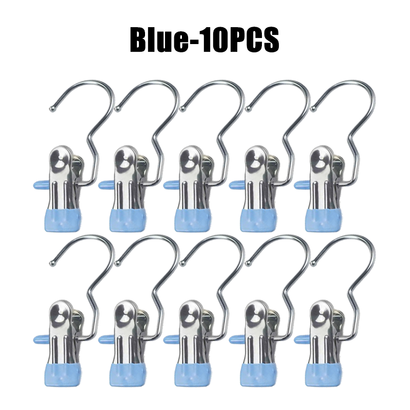 10-100pcs Stainless Steel Clothespins Laundry Clothes Pegs Hook Portable Hanging Clothes Clip Wardrobe Clothes Organizer Hanger: plum