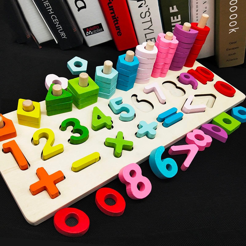 Montessori Educational Wooden Toys For kids Board Math Fishing Count Numbers Matching Digital Shape Match Early Education Toy