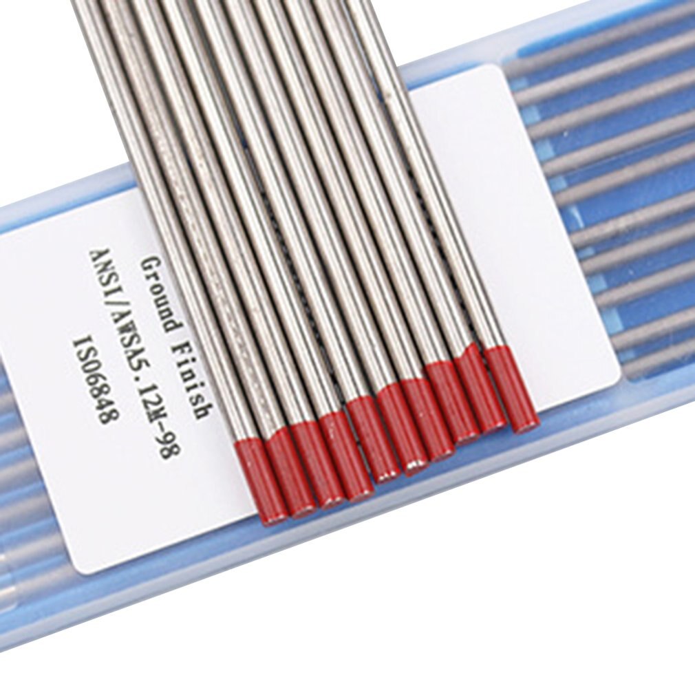 10 unids/caja WT20 Color rojo 1,0*170 cabeza de electrodo de tungsteno de torio aguja de tungsteno/varilla para máquina de soldadura