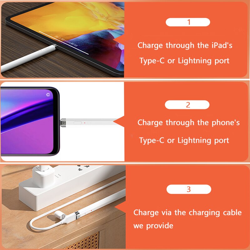 Peilinc OTG Pencil Stylus Pen for iPad Pens for Apple Pencil 2 1 Battery Display Reminder Tilt Palm Rejection 애플펜슬