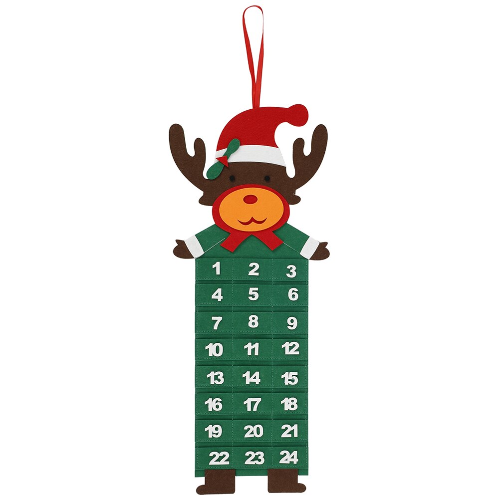Felt Advent Calendar Hanging Fabric Christmas Tree Advent Calendar with Pockets for Xmas Decorations Child Kids Toys