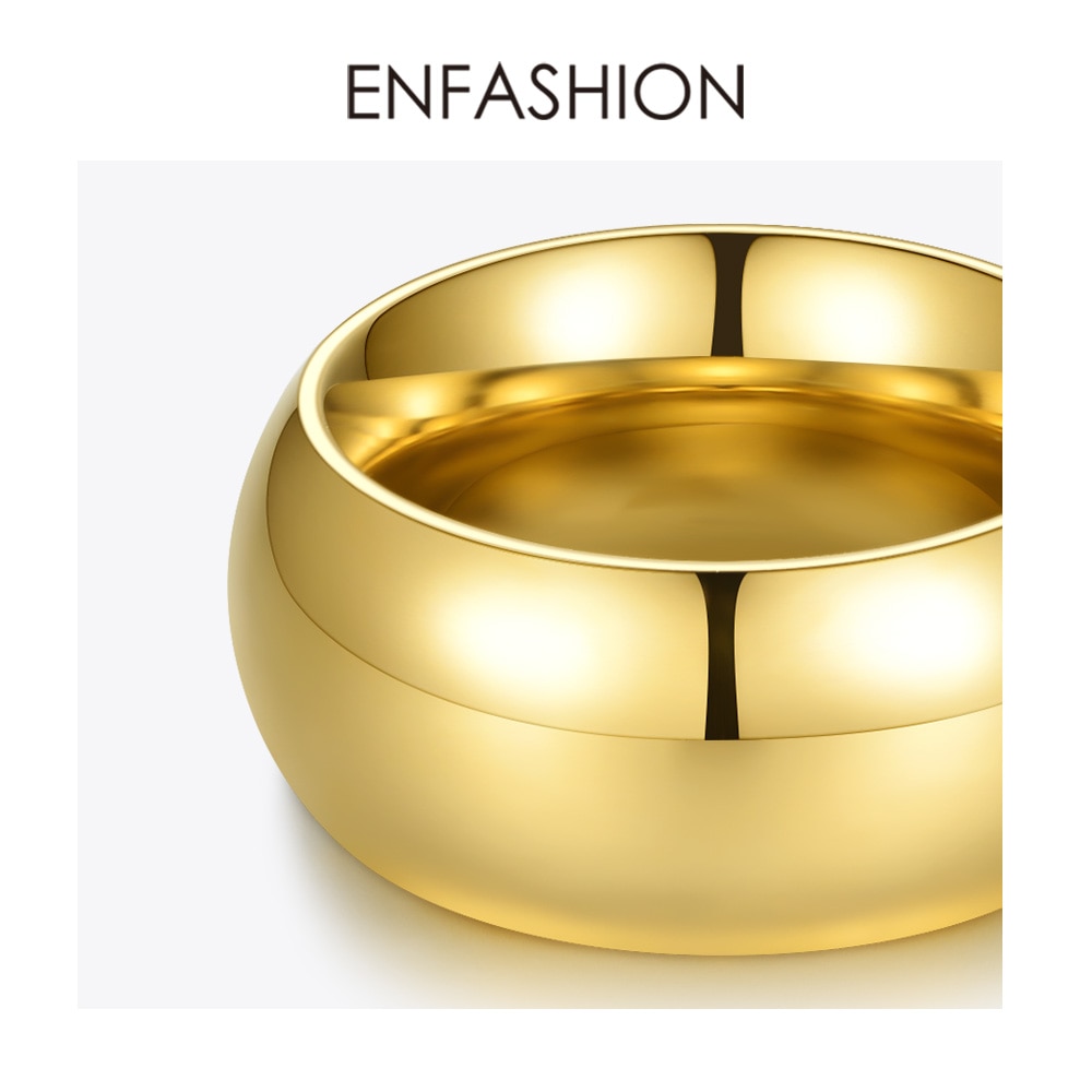 ENFASHION Punk Curved Rings For Women Gold Color Stainless Steel Minimalist Ring Jewelry Anillos Mujer R4057