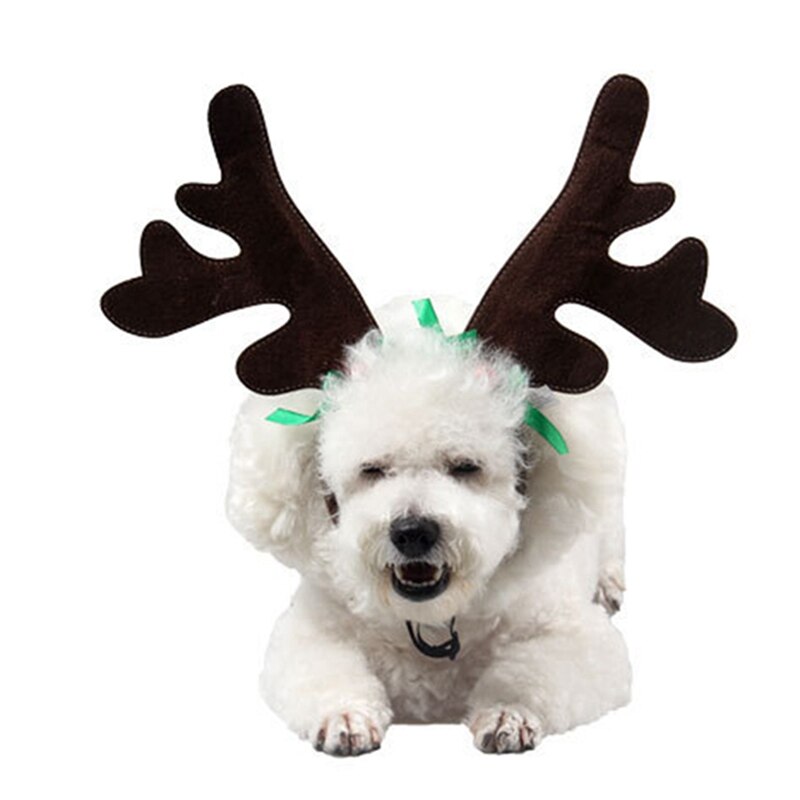 Jul kjæledyr pannebånd hjort horn hatt kostyme hund valp katt cosplay fest produkt hodeplagg caps hatt til hund katter