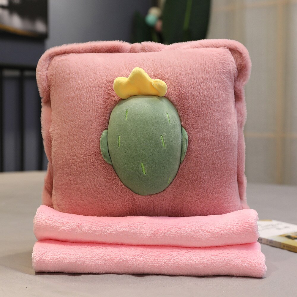 Adorable oreiller en peluche en forme de fruit, carotte, légume, couverture douce 3 in en 1 , kawaii, chaud pour les filles, amoureux, zhz: Cactus 3 in 1