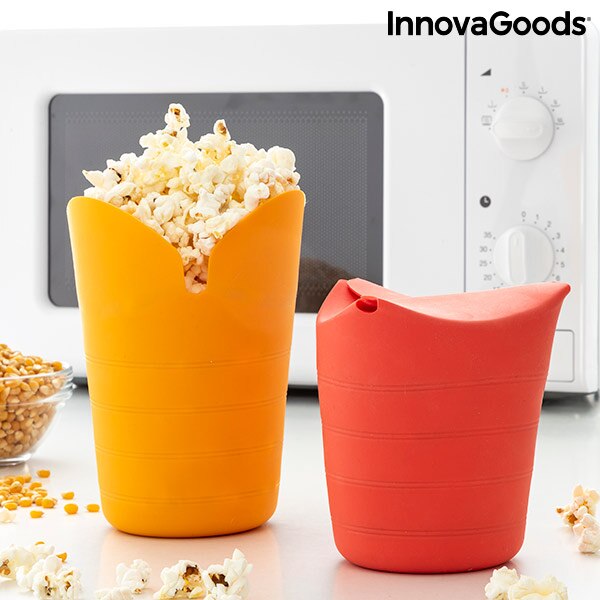 Opvouwbare Siliconen Popcorn Poppers Popbox Innovagoods (Pack Van 2)