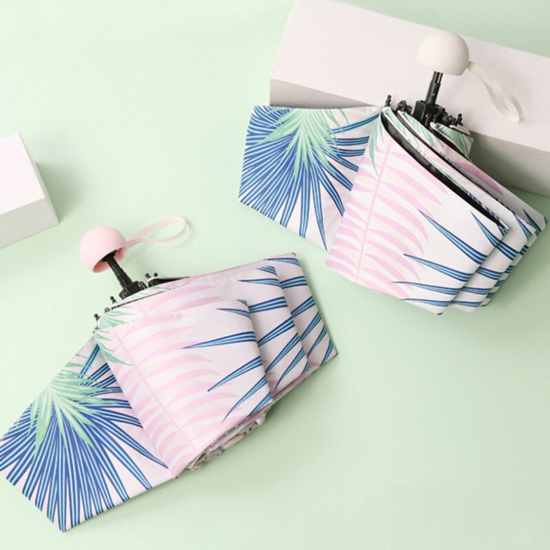 Leuke Vrouwen Paraplu Vijf-Fold Opvouwbare Paraplu Bescherming Zon Uv-bescherming Parasol Regen En Zon Dual-Gebruik vinyl Paraplu